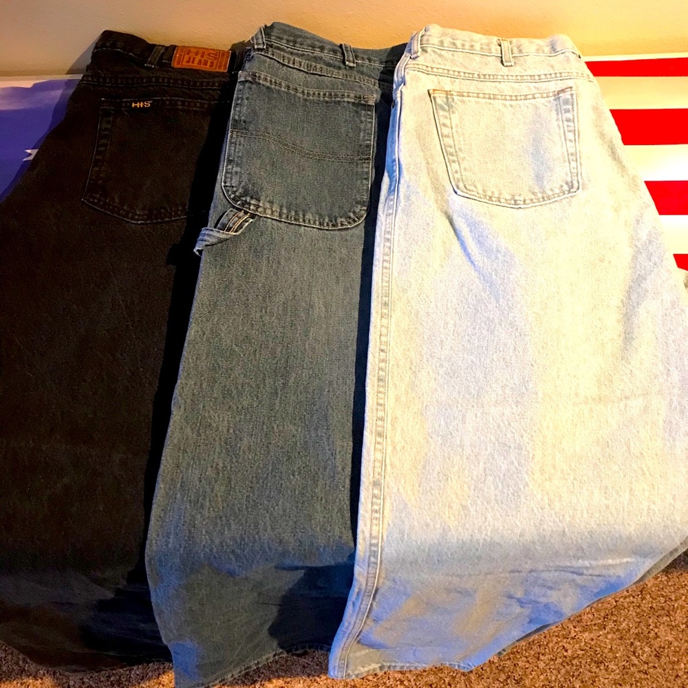 3 Pairs Total Bundle- His Men’s Jeans/ Wrangler Jeans 38W 30L
